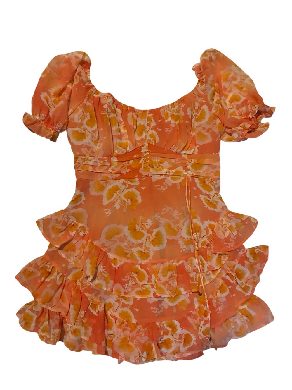 Orange Floral Ruffle Mini Dress - Women